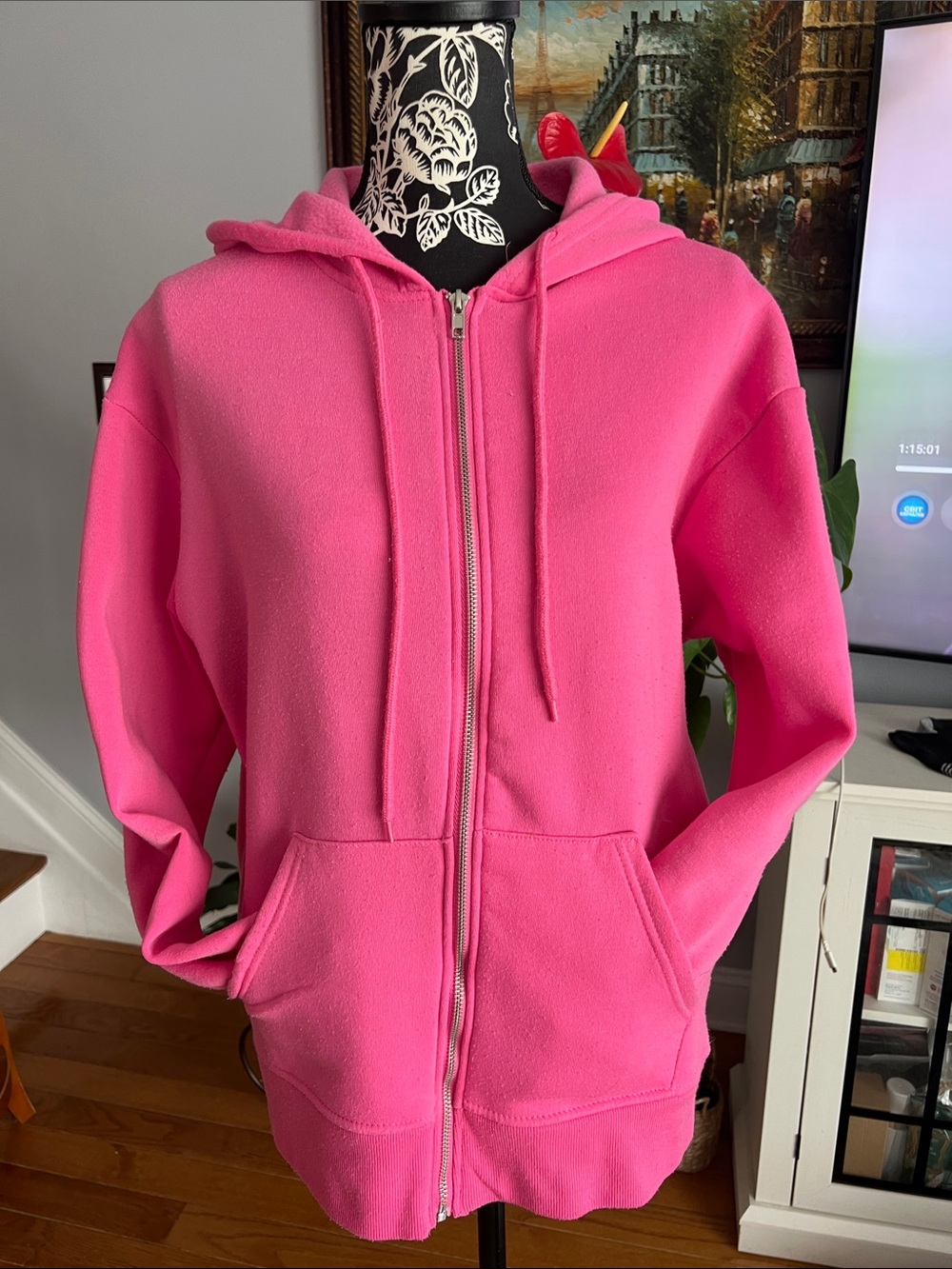 Bright Pink Full-Zip Hoodie
